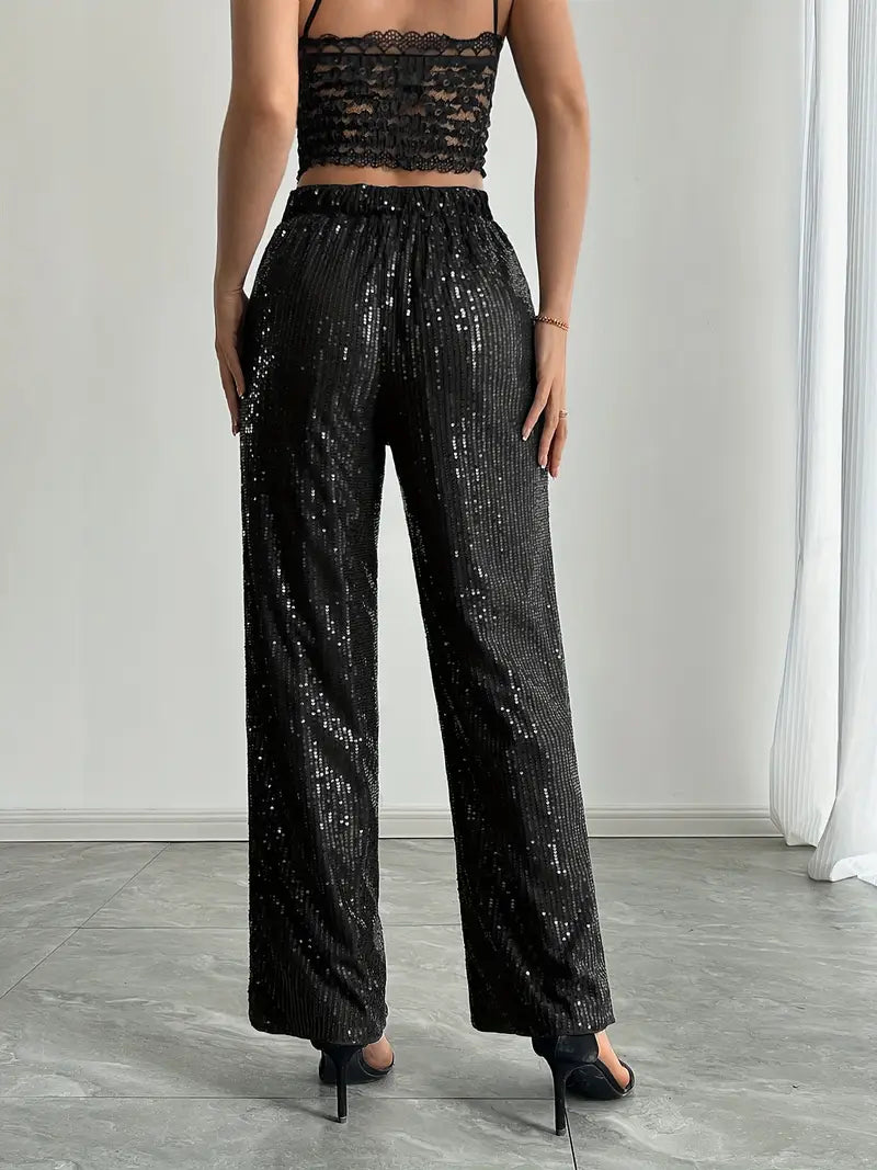 Women’s Sequin Trousers | Wide Leg Style