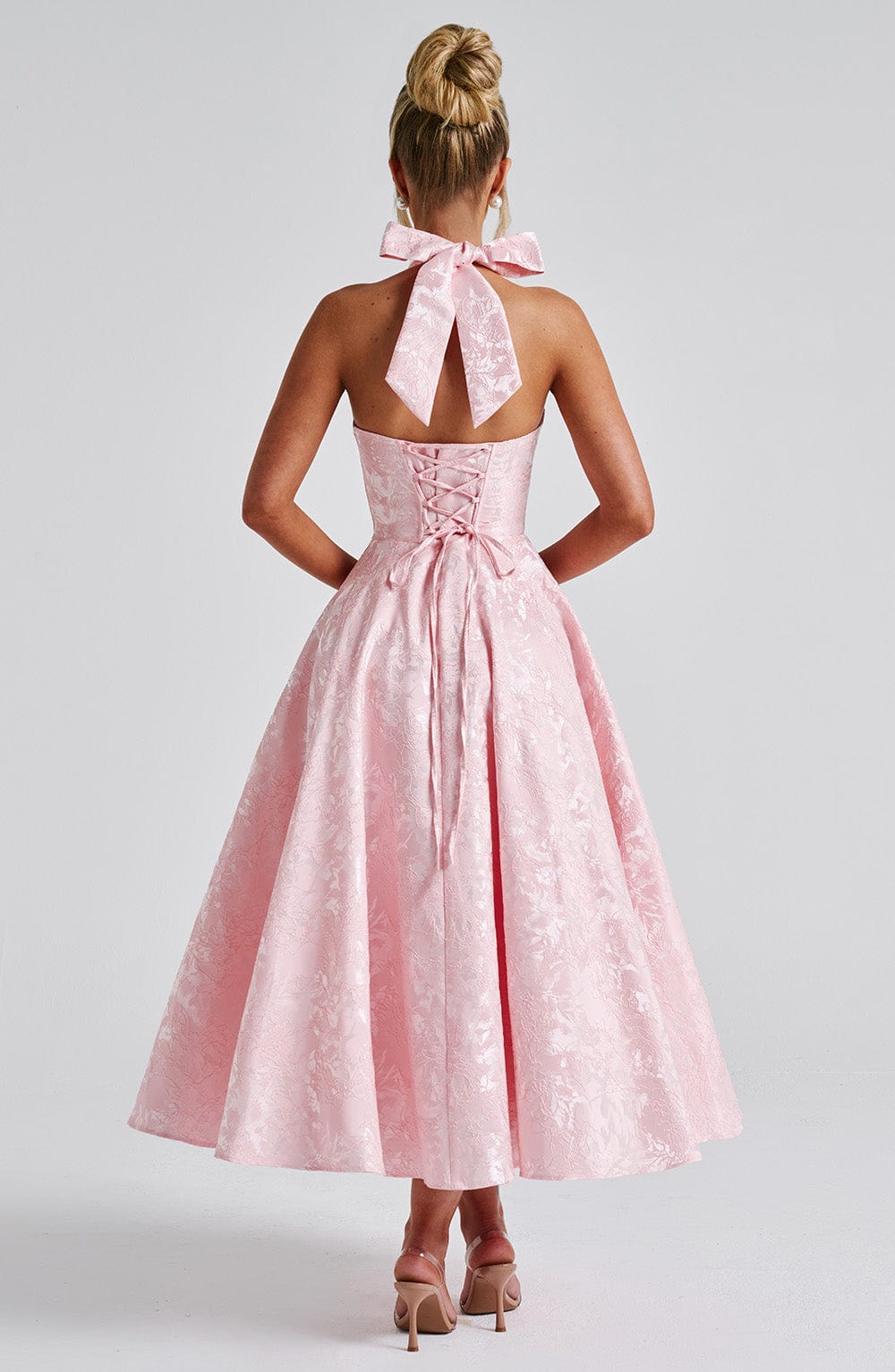 Wedding guest dress | Midi with Halter Neckline