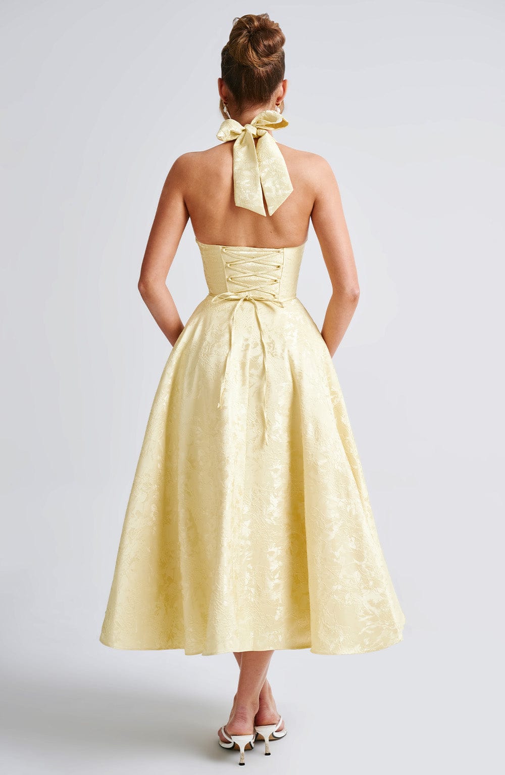Wedding guest dress | Midi with Halter Neckline