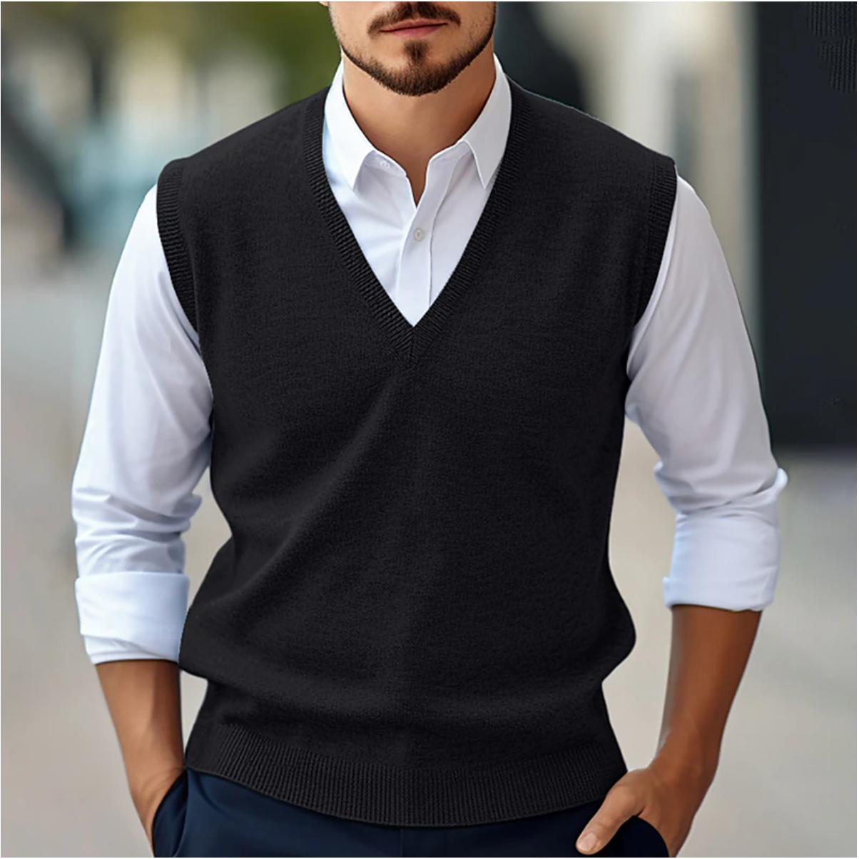 Men’s Casual Vest | Sleeveless V-Neck Design