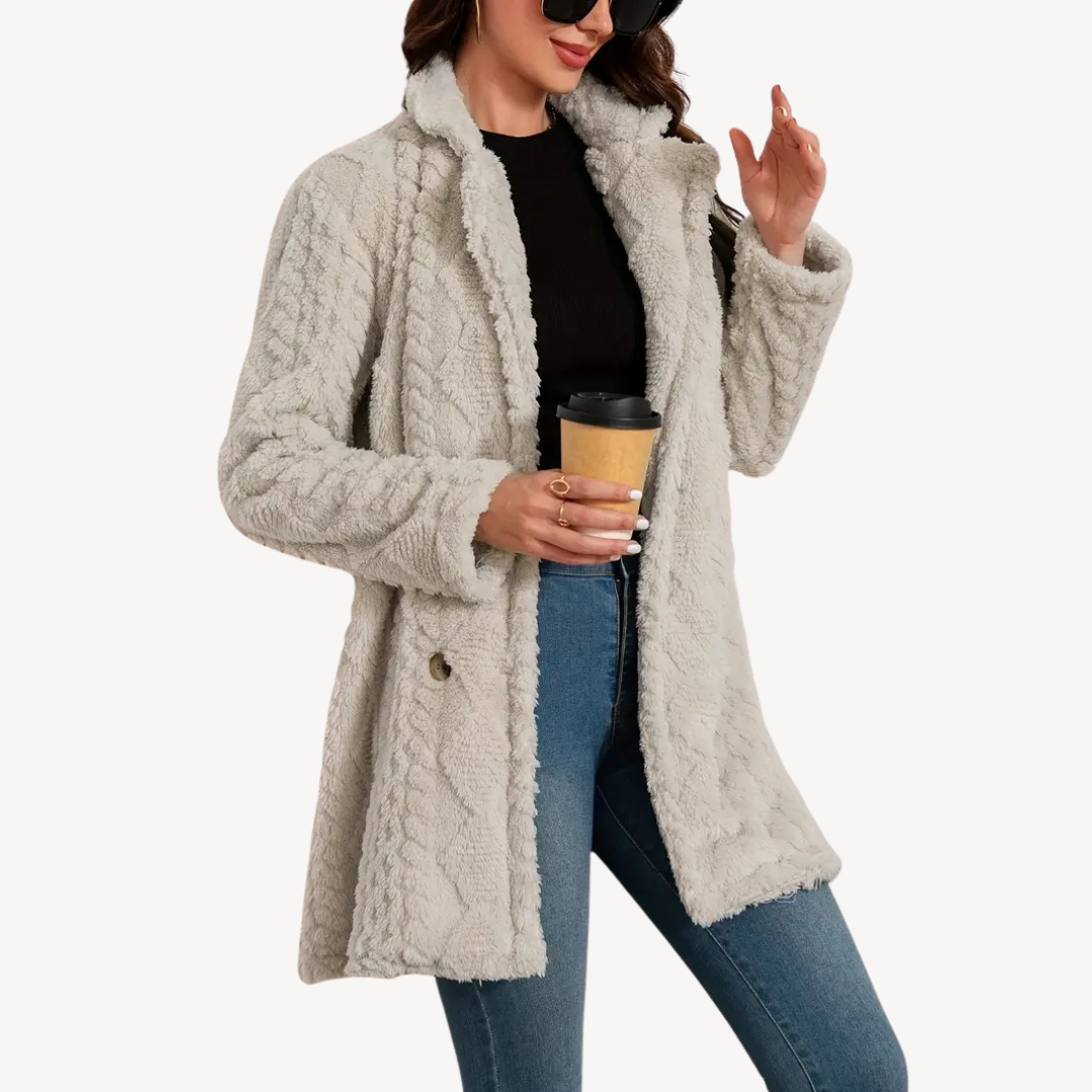 Women’s Stylish Double-Breasted Fur Coat | Chic