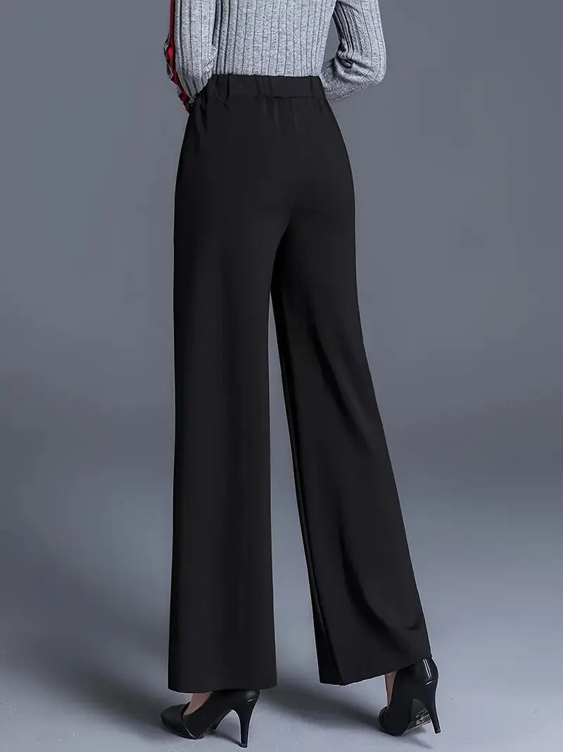 Ladies Black Trousers | High-Waist and Wide-Legged