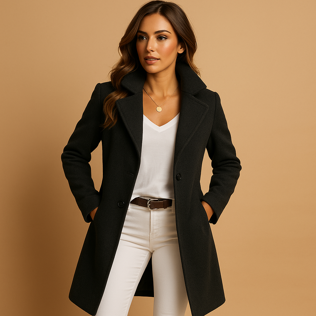 Women’s Long Trench Coat with Buttons | Tailored Overcoat