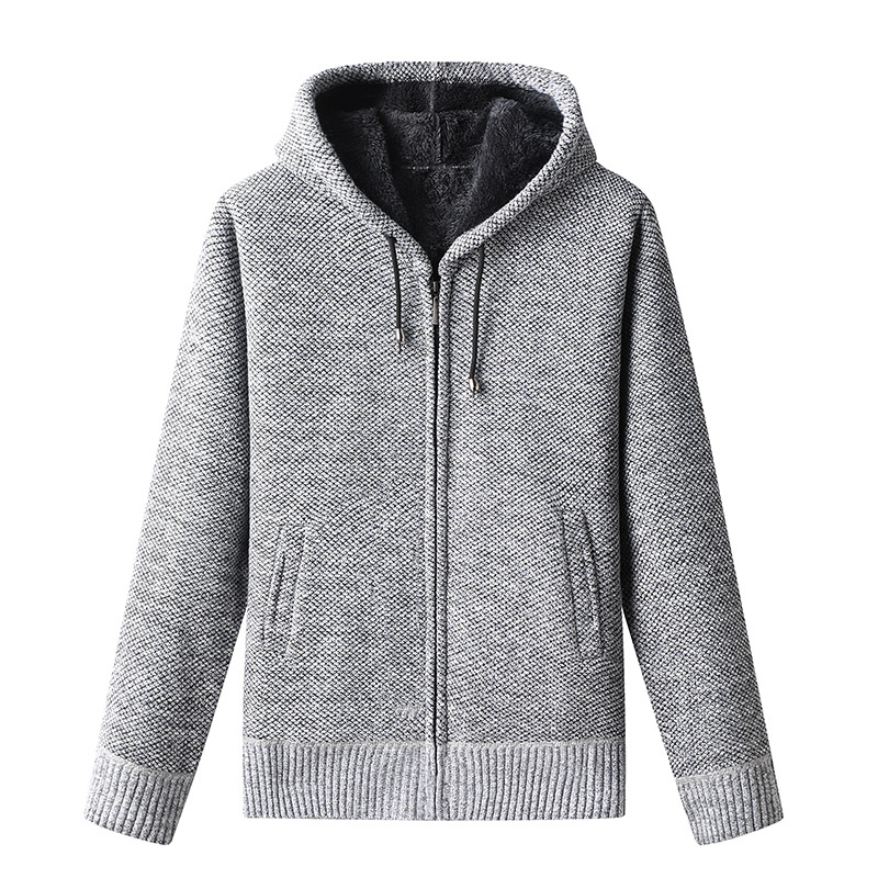 Men’s Knitted Zip-Up Hoodie | Drawstring Design