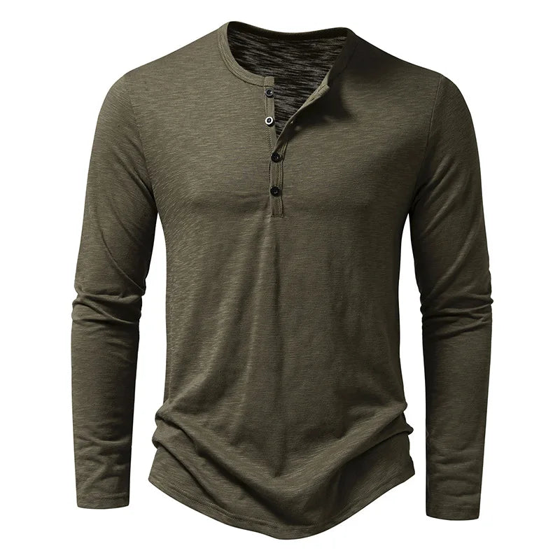 Men's Classic Long-Sleeved Shirt | Button Placket
