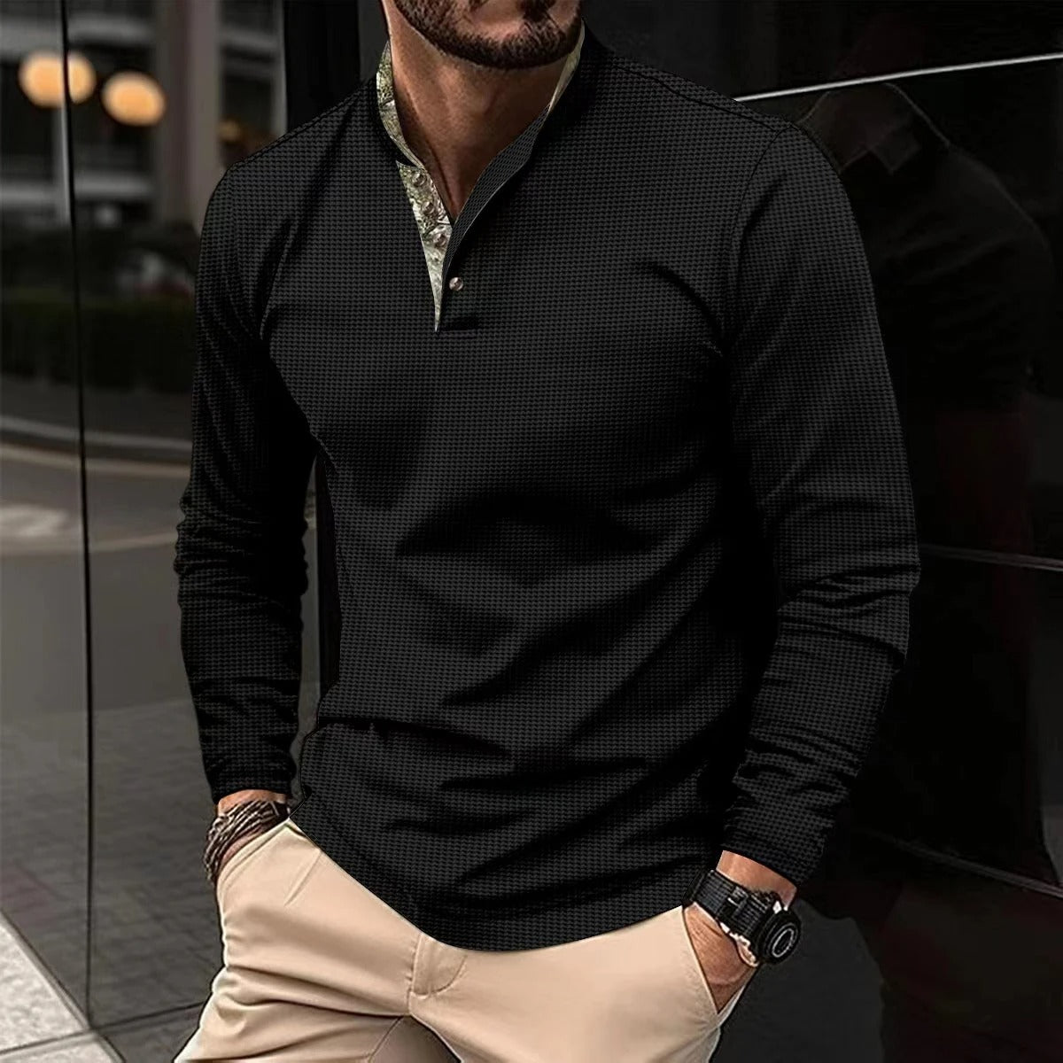 Men's Stylish Long Sleeve Polo | Trendy Look