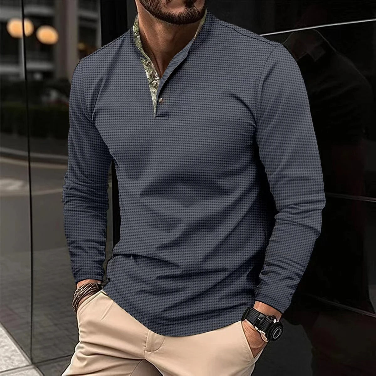 Men's Stylish Long Sleeve Polo | Trendy Look