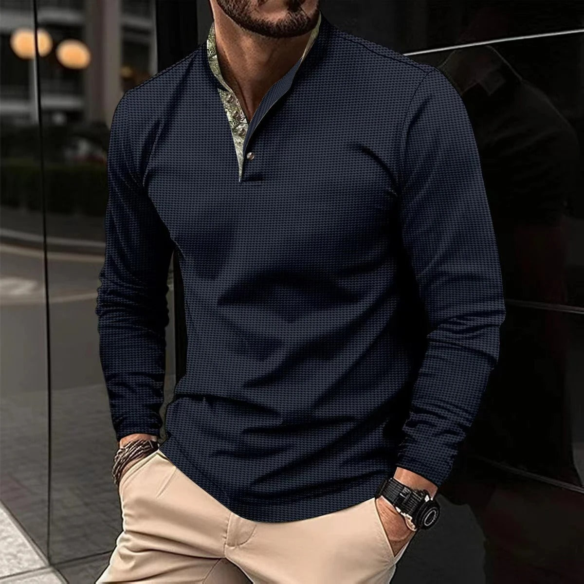 Men's Stylish Long Sleeve Polo | Trendy Look
