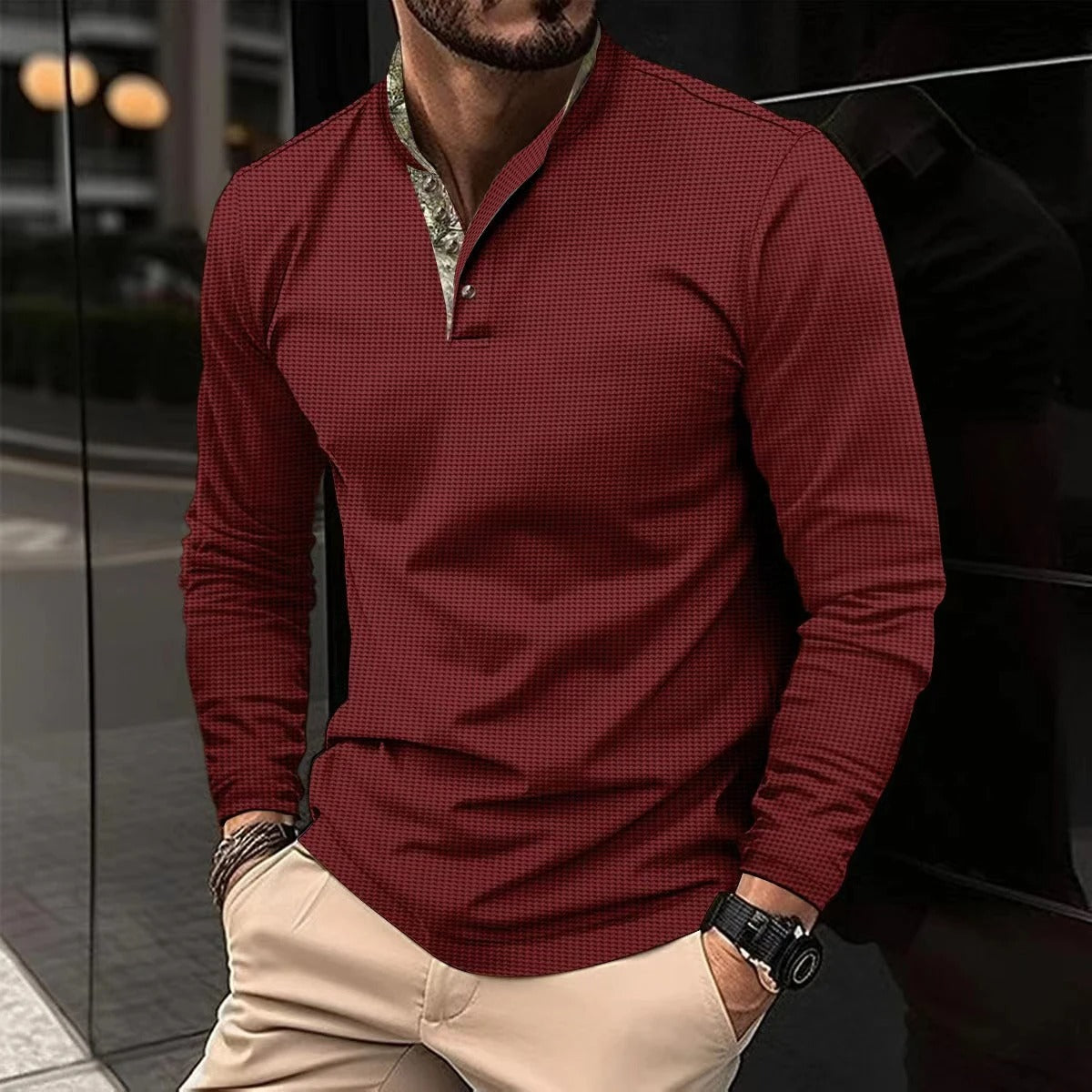 Men's Stylish Long Sleeve Polo | Trendy Look