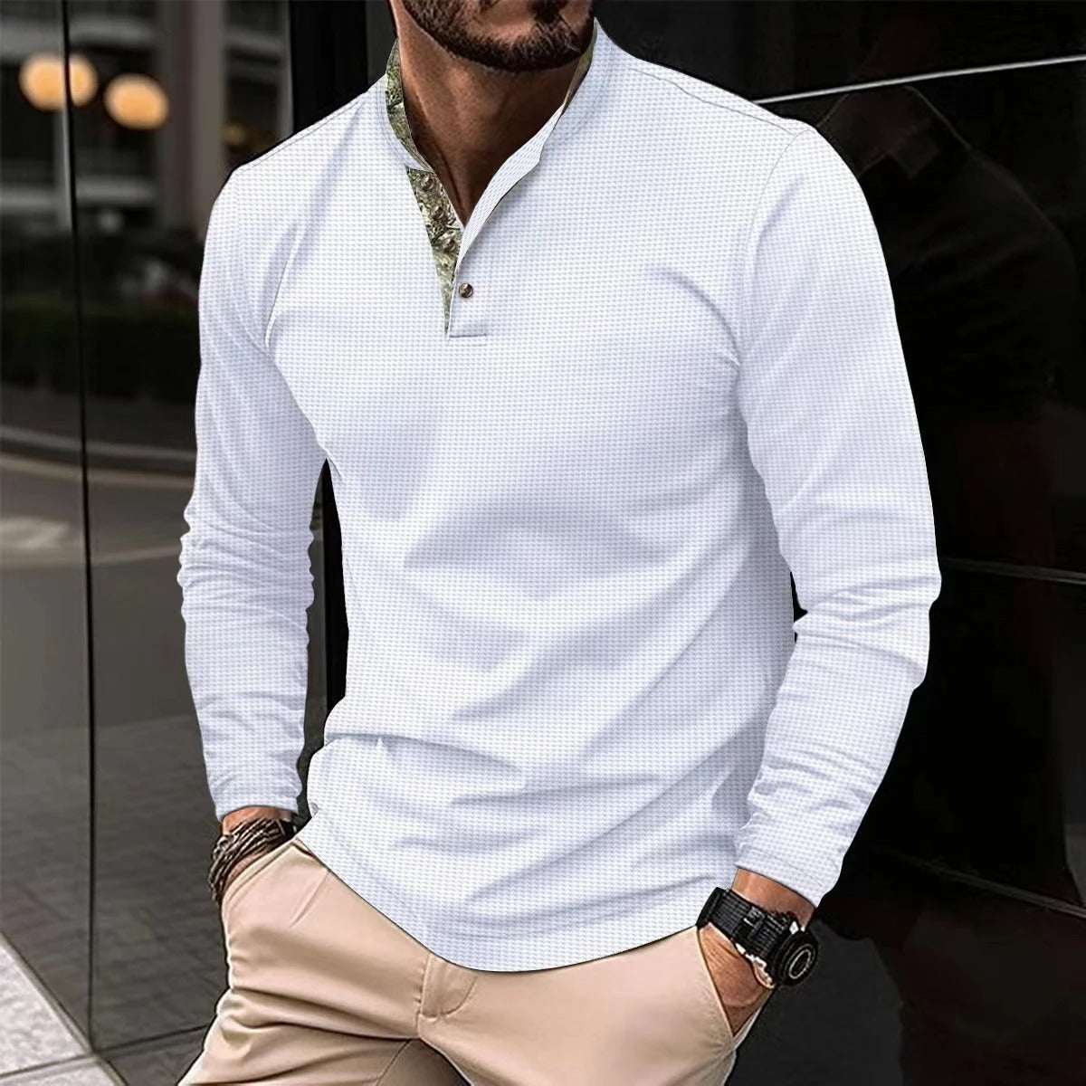 Men's Stylish Long Sleeve Polo | Trendy Look