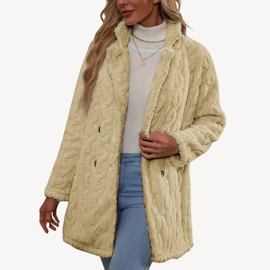 Women’s Stylish Double-Breasted Fur Coat | Chic
