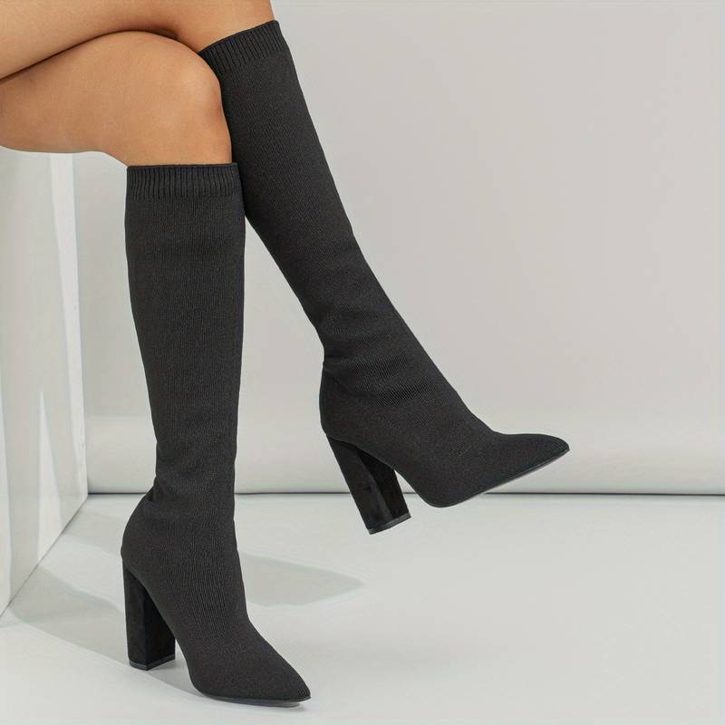 Women’s Stylish Knee High Boots | Stretch Fit Block Heel