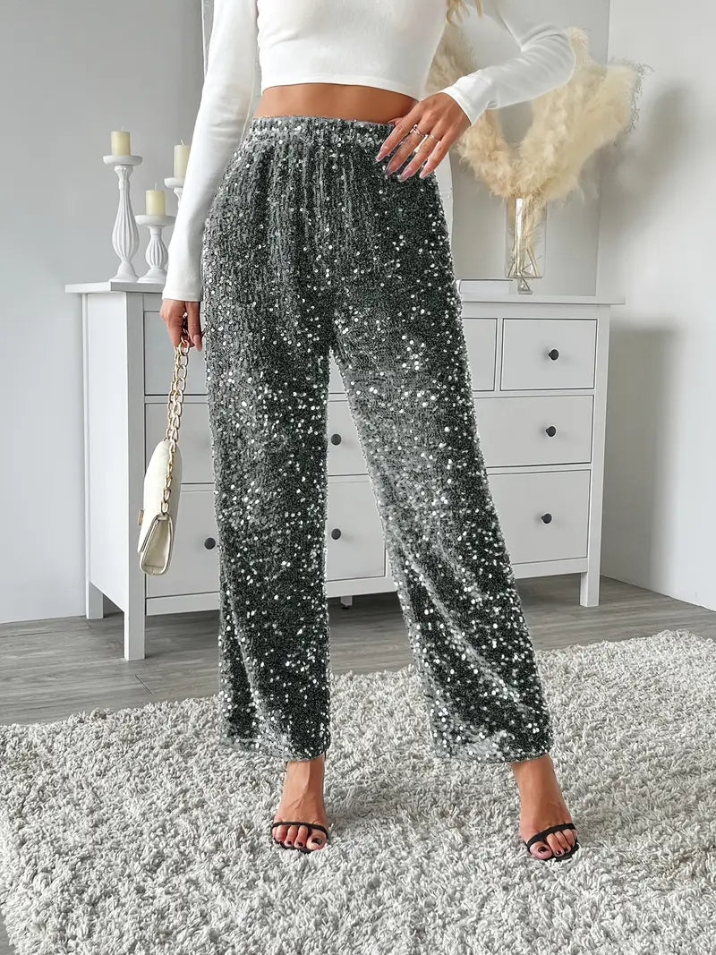 Women’s Sequin Trousers | Straight Leg Design