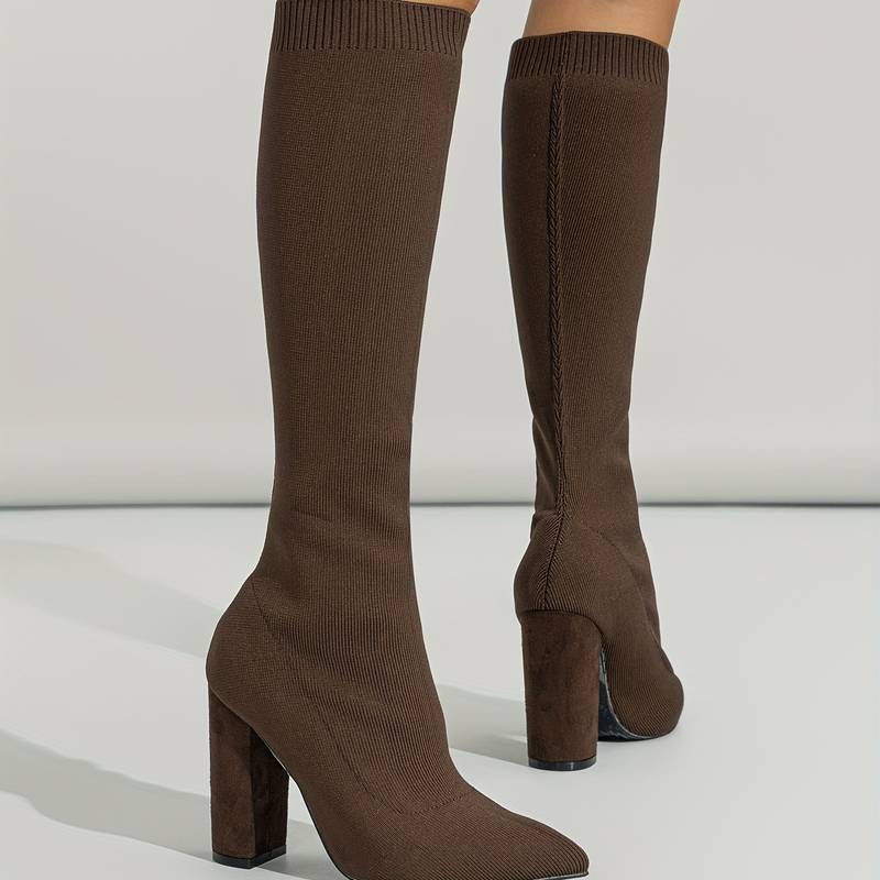 Women’s Stylish Knee High Boots | Stretch Fit Block Heel