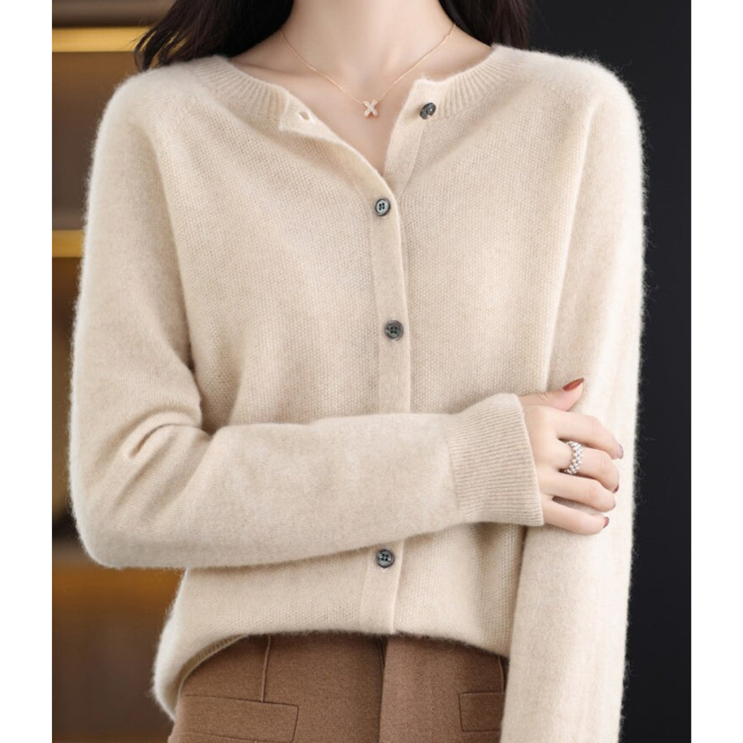 Women’s Classic Round Neck Cardigan | Timeless Style
