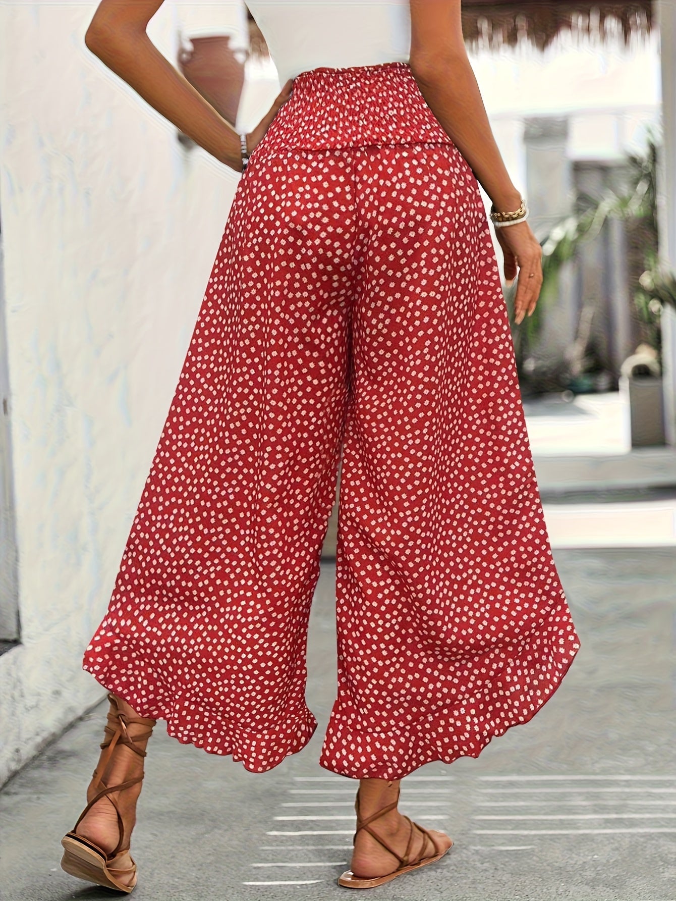 Autres Pantalons Éléguants Fleurs Taille Haute Pour Femmes | Fluide