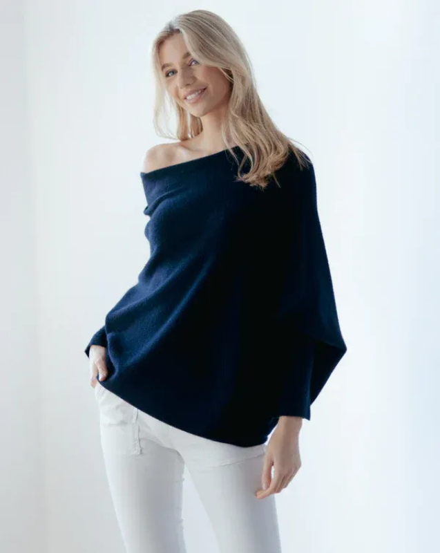 Women’s Off-Shoulder Knit with Swing Collar | Refined Look