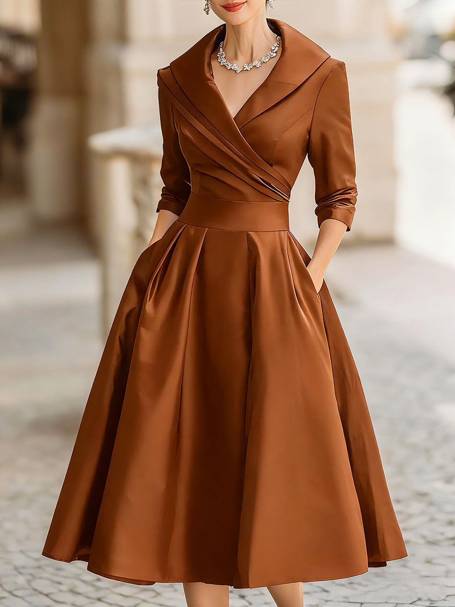 Women’s Wrap Collar Evening Dress | Midi