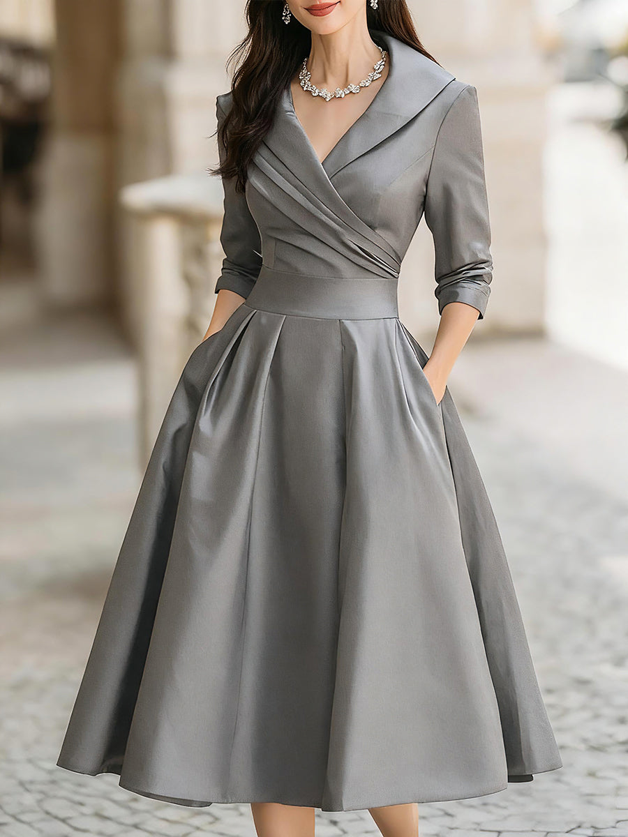 Women’s Wrap Collar Evening Dress | Midi