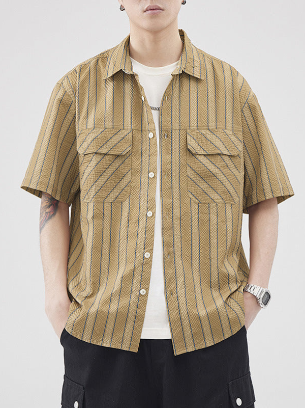 Cardigan en Rayures d'Été pour Hommes | Manches Courtes