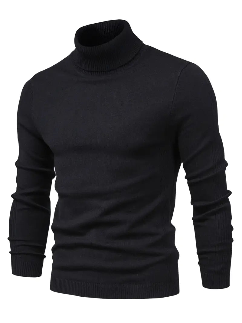Pull Col Roulé Ajusté Pour Hommes | Vêtement Smart Casual A Manches Longues