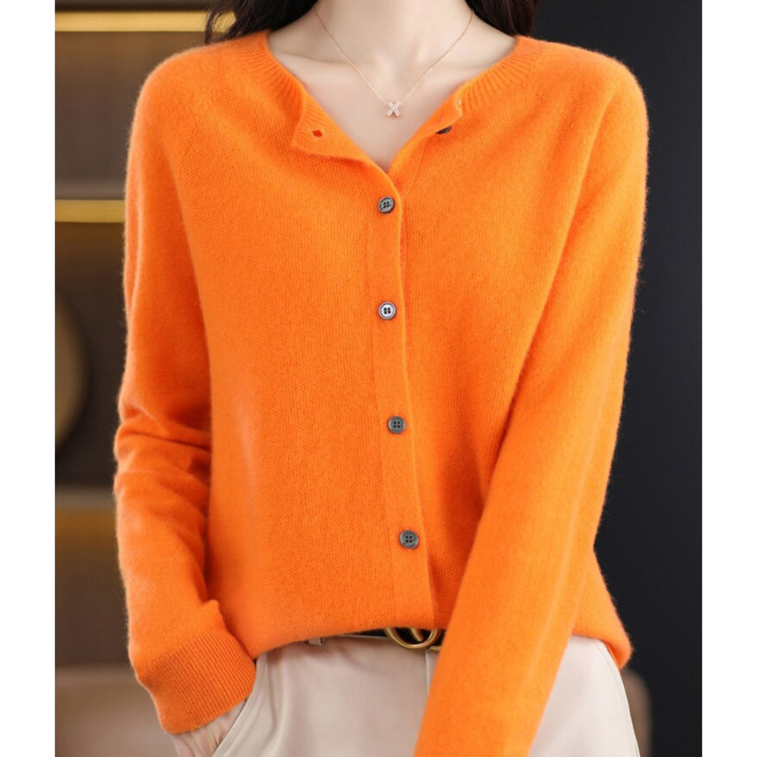 Women’s Classic Round Neck Cardigan | Timeless Style