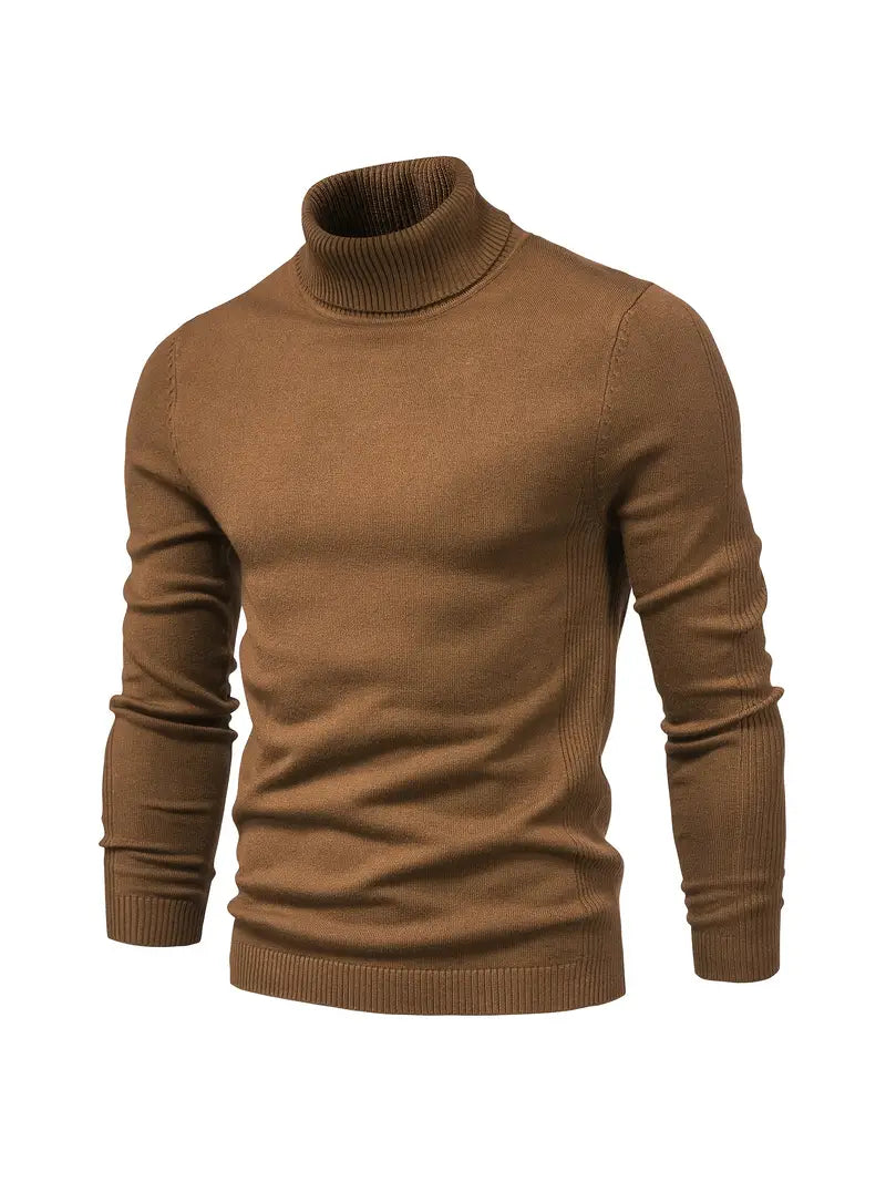 Pull Col Roulé Ajusté Pour Hommes | Vêtement Smart Casual A Manches Longues