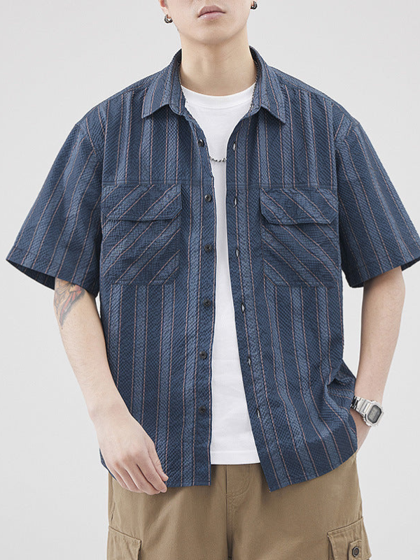Cardigan en Rayures d'Été pour Hommes | Manches Courtes