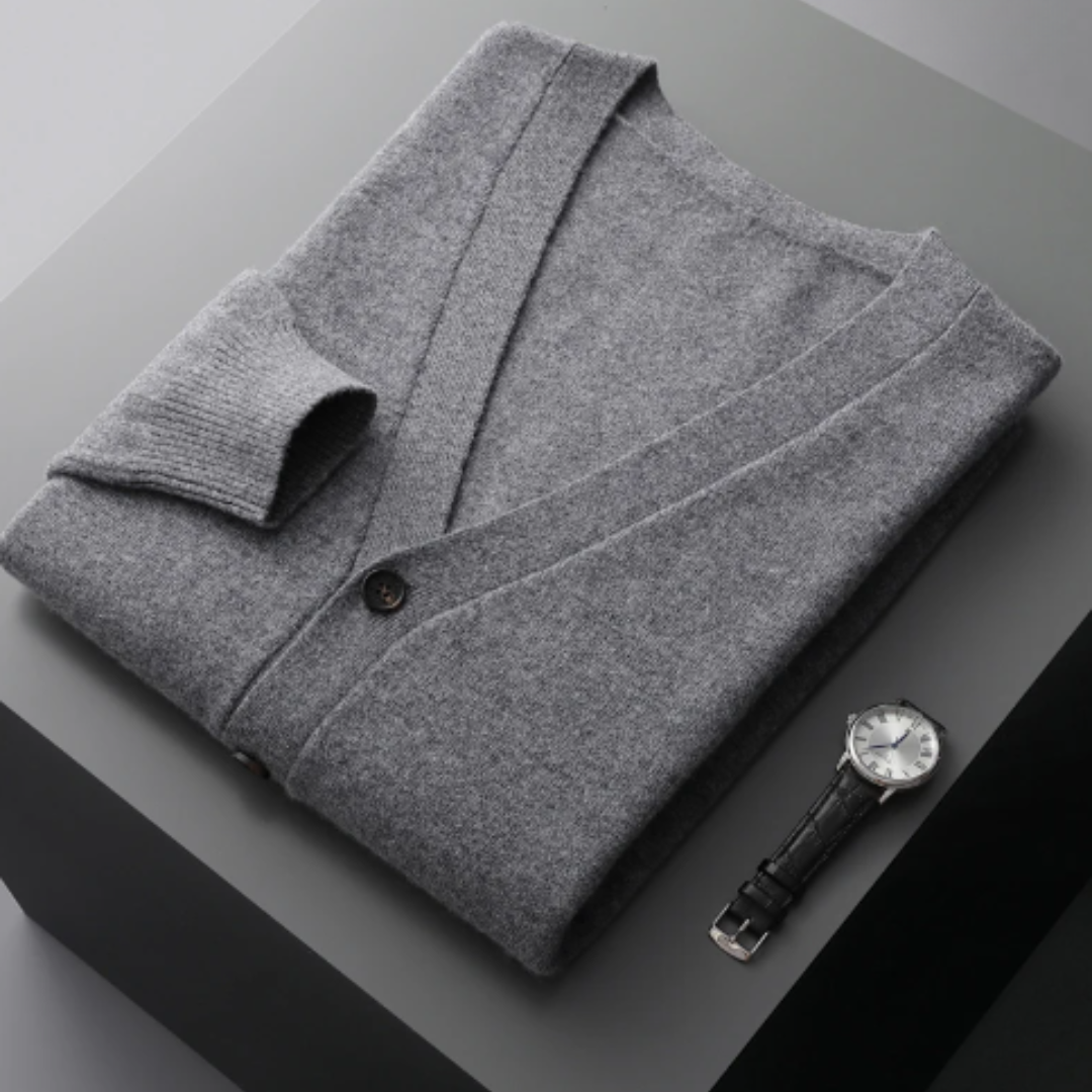 Cardigan V-Couleur Élégant Pour Hommes | Avec Boutons
