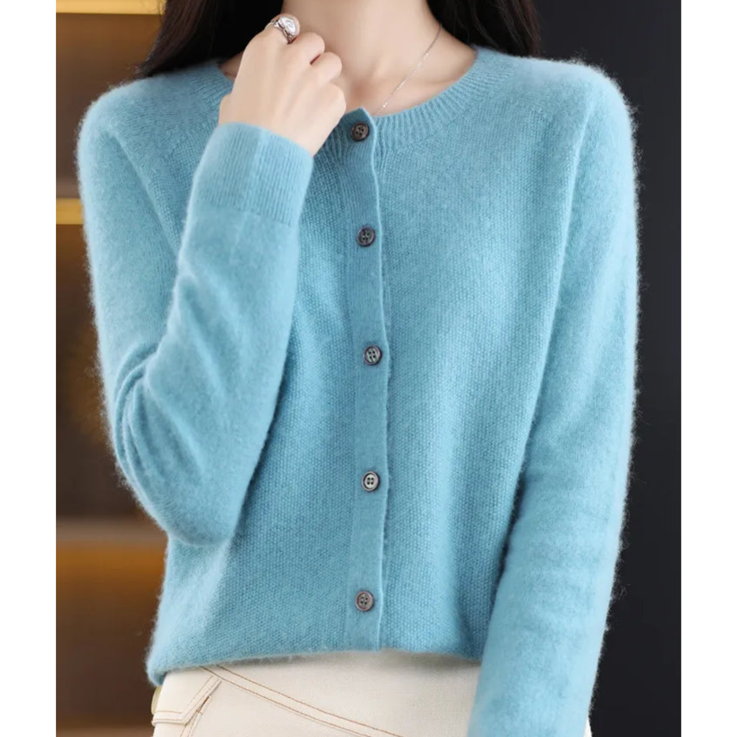 Women’s Classic Round Neck Cardigan | Timeless Style