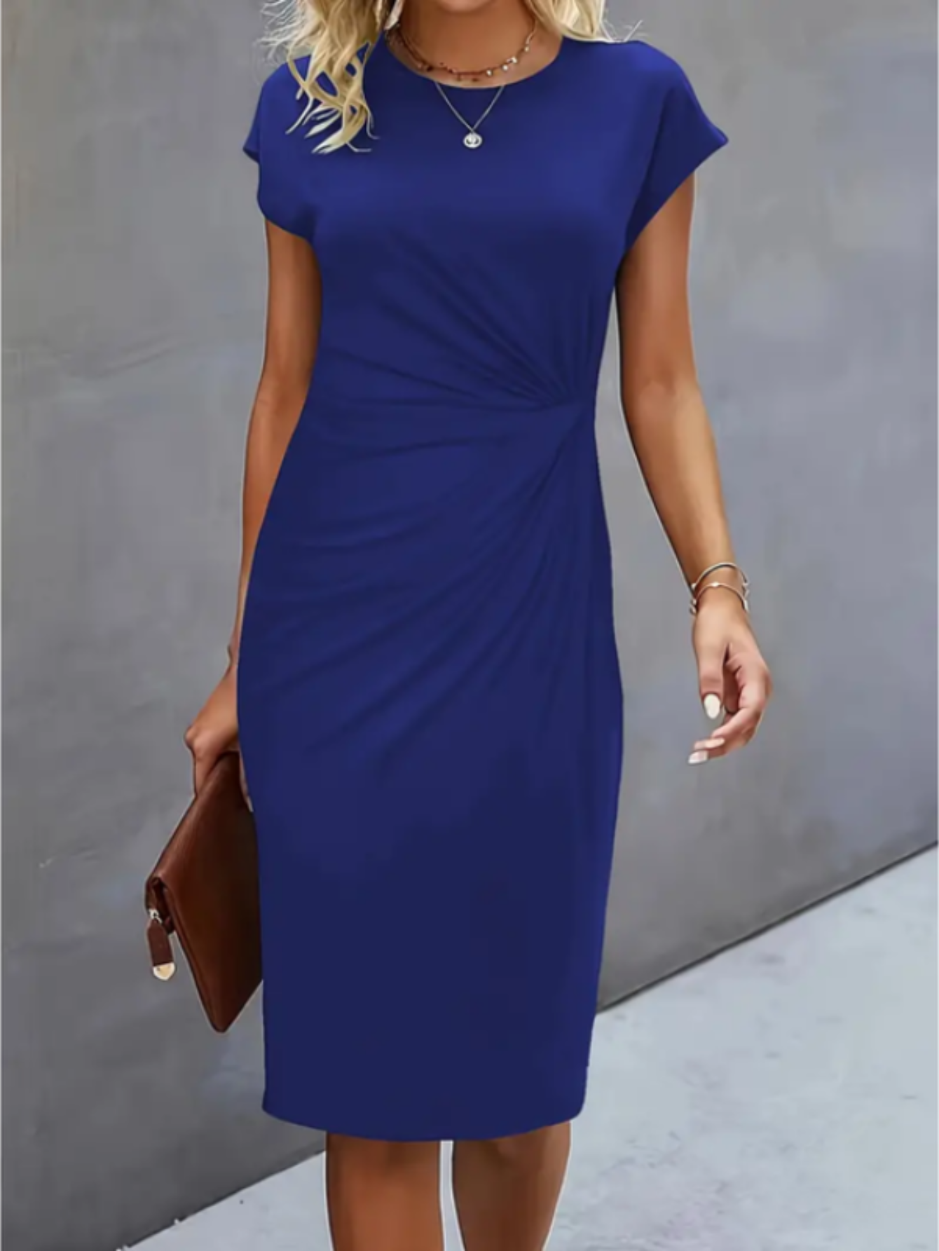 Robe Midi Élégante pour Femme | Manches Courtes