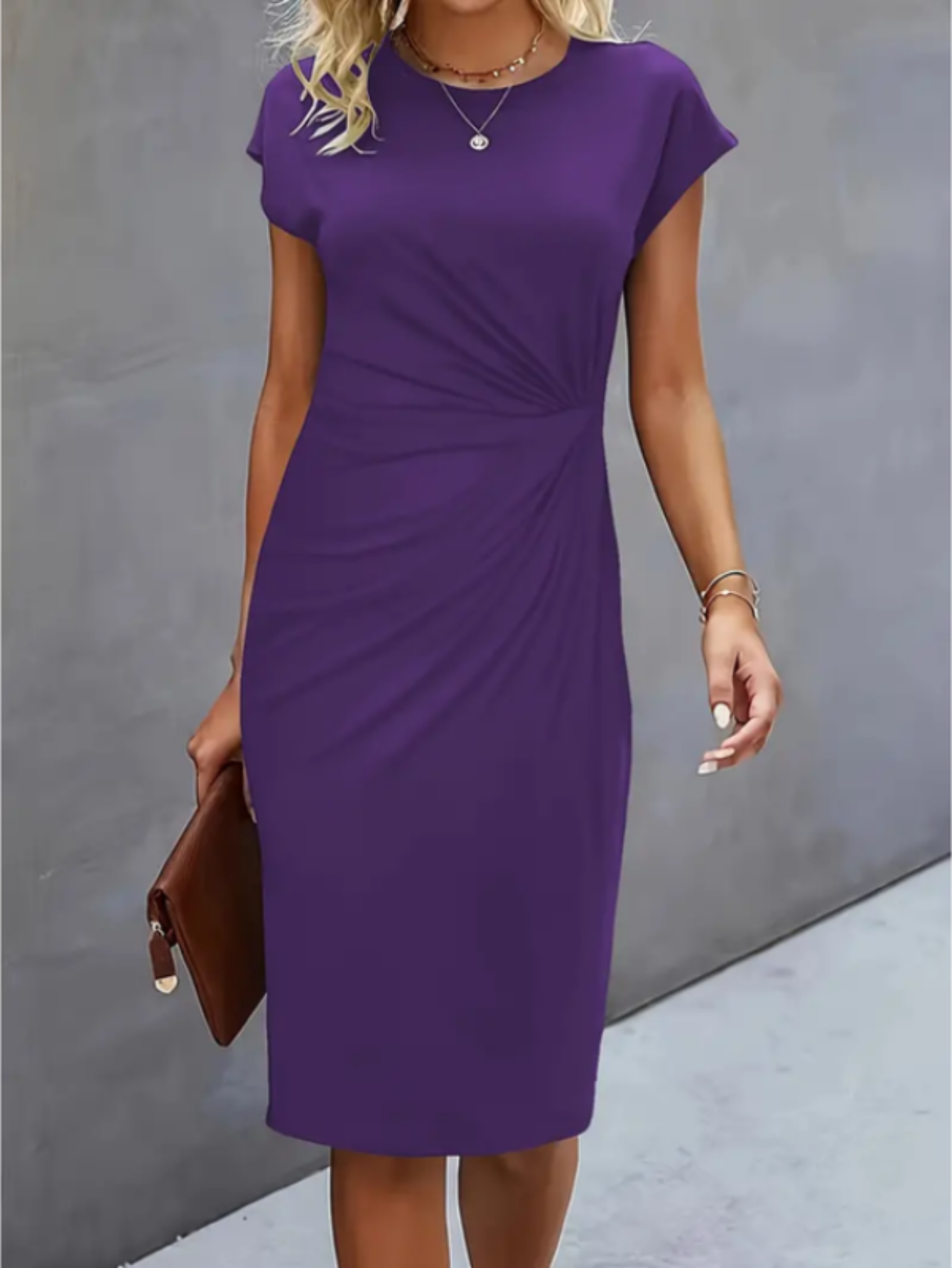 Robe Midi Élégante pour Femme | Manches Courtes