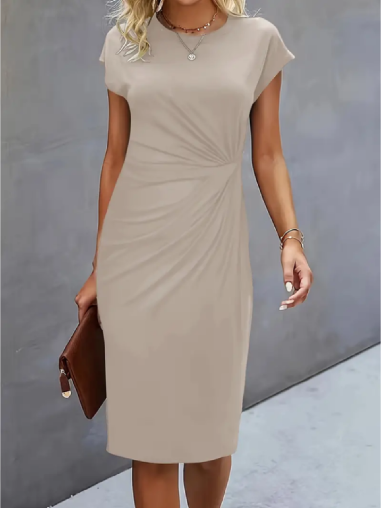 Elegant Midi Dress for Women | Short Sleeves