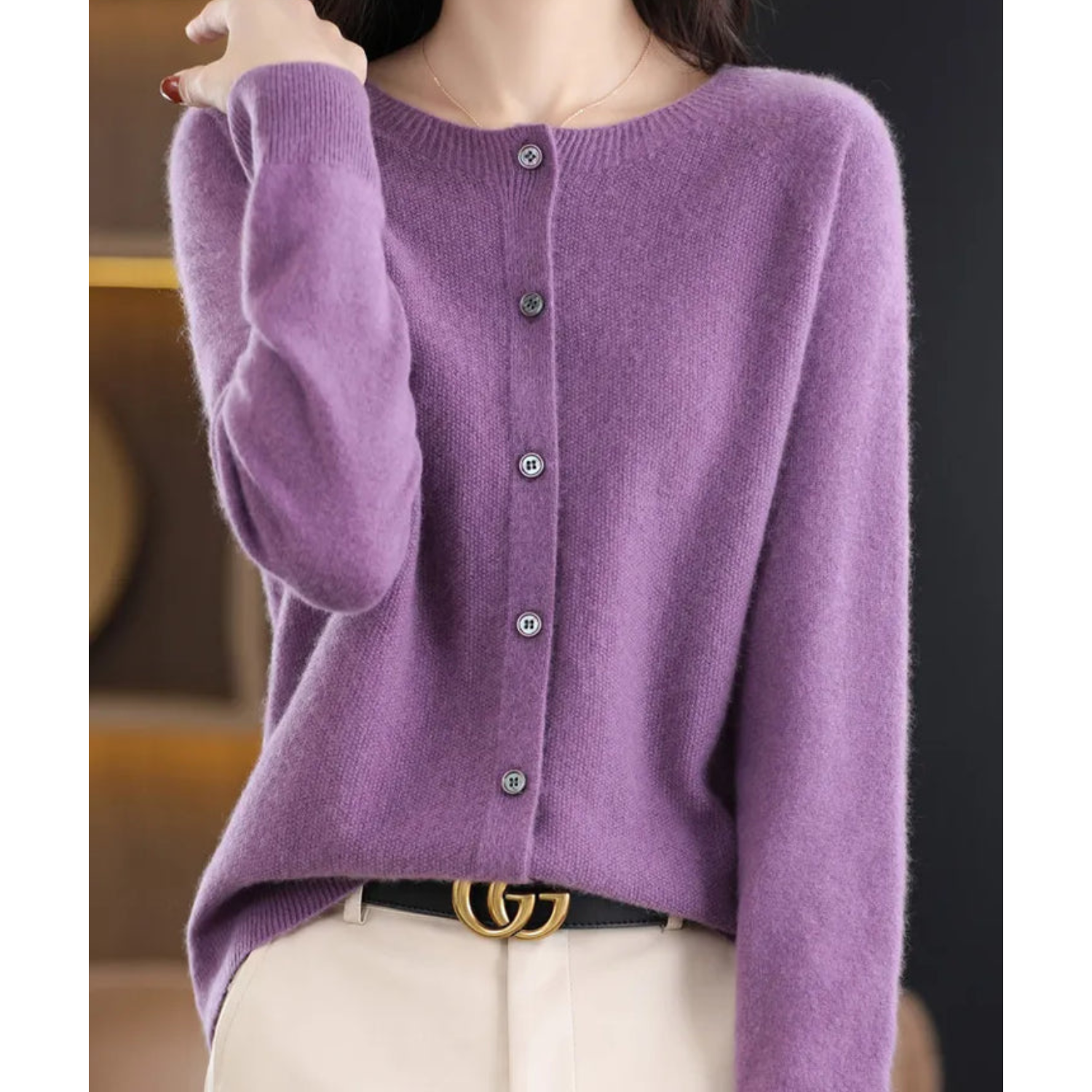 Women’s Classic Round Neck Cardigan | Timeless Style