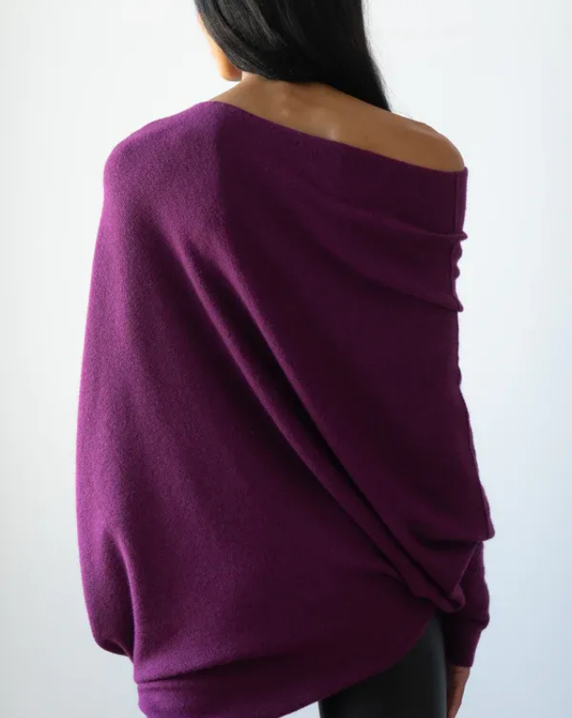 Women’s Off-Shoulder Knit with Swing Collar | Refined Look