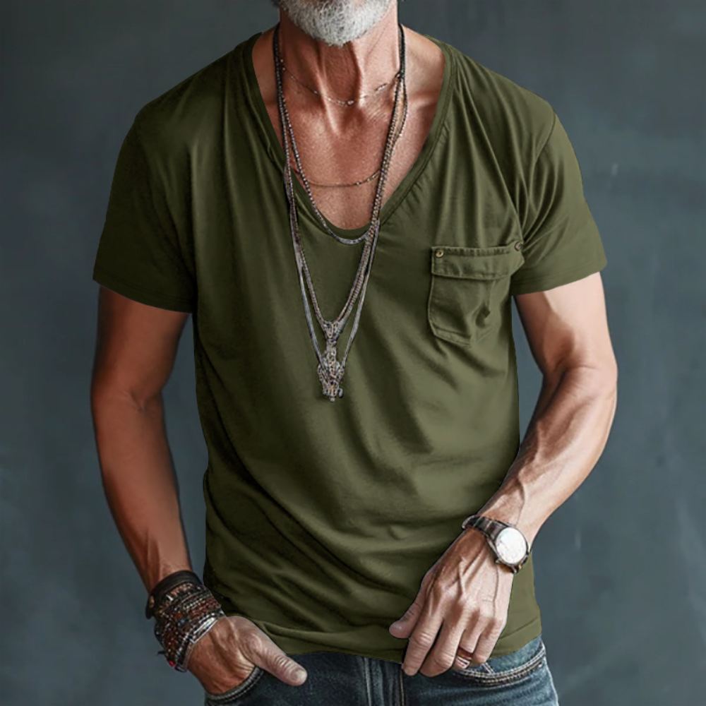 T-Shirt Décontracté V-Neck Pour Homme | Classique