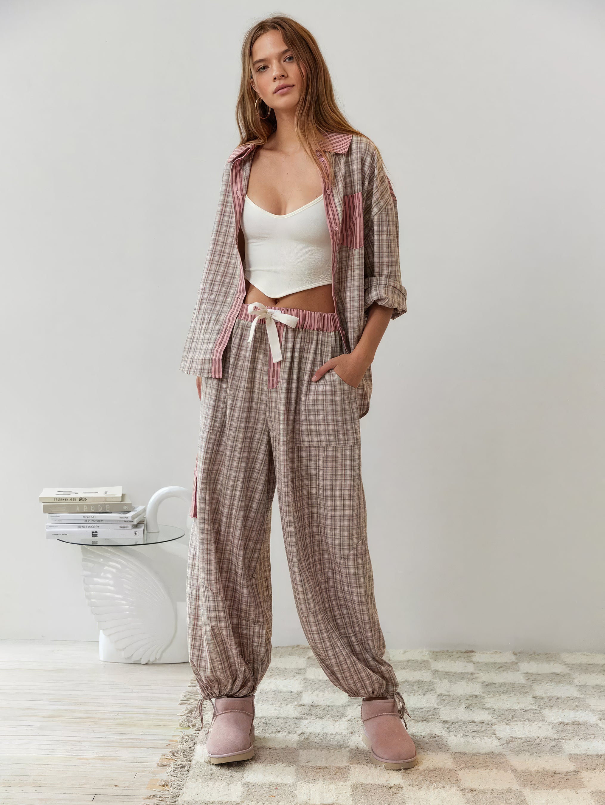 Ensemble Deux Pièces a Carreaux Chic Pour Femmes | Stylé