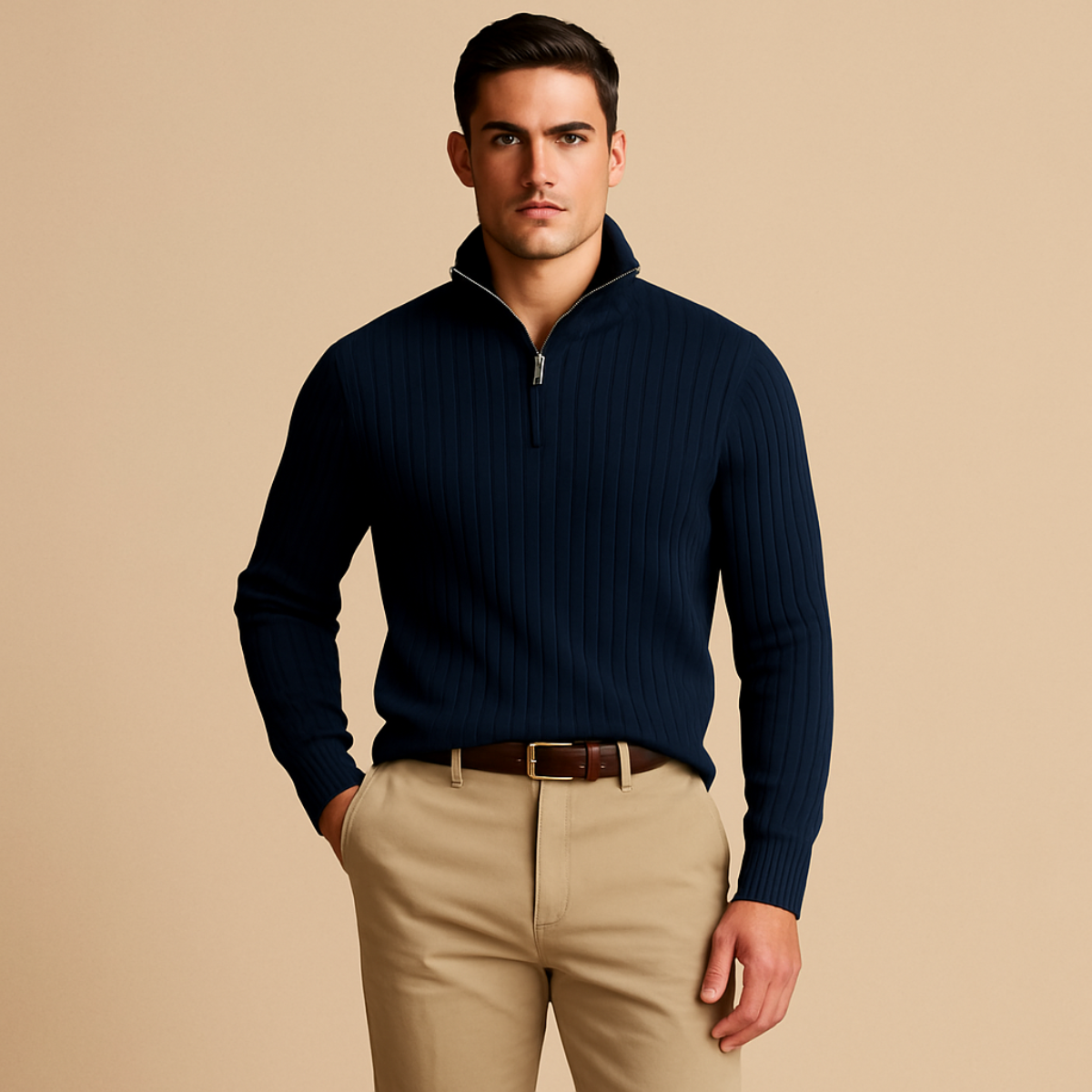 Men’s Half Zip Jumper | Ribbed Design