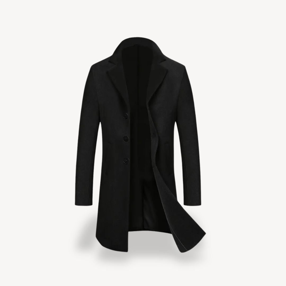 Men’s Structured Overcoat | Classic Black Design