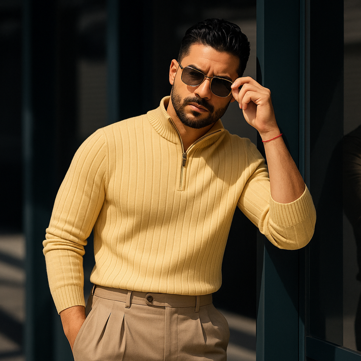 Men’s Half Zip Jumper | Ribbed Design