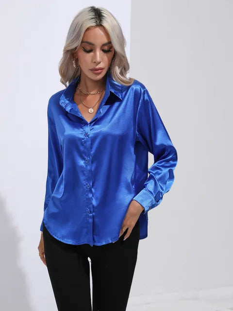 Blouse Élégante A Boutons Pour Femmes | Manches Longues Coupe Détendue