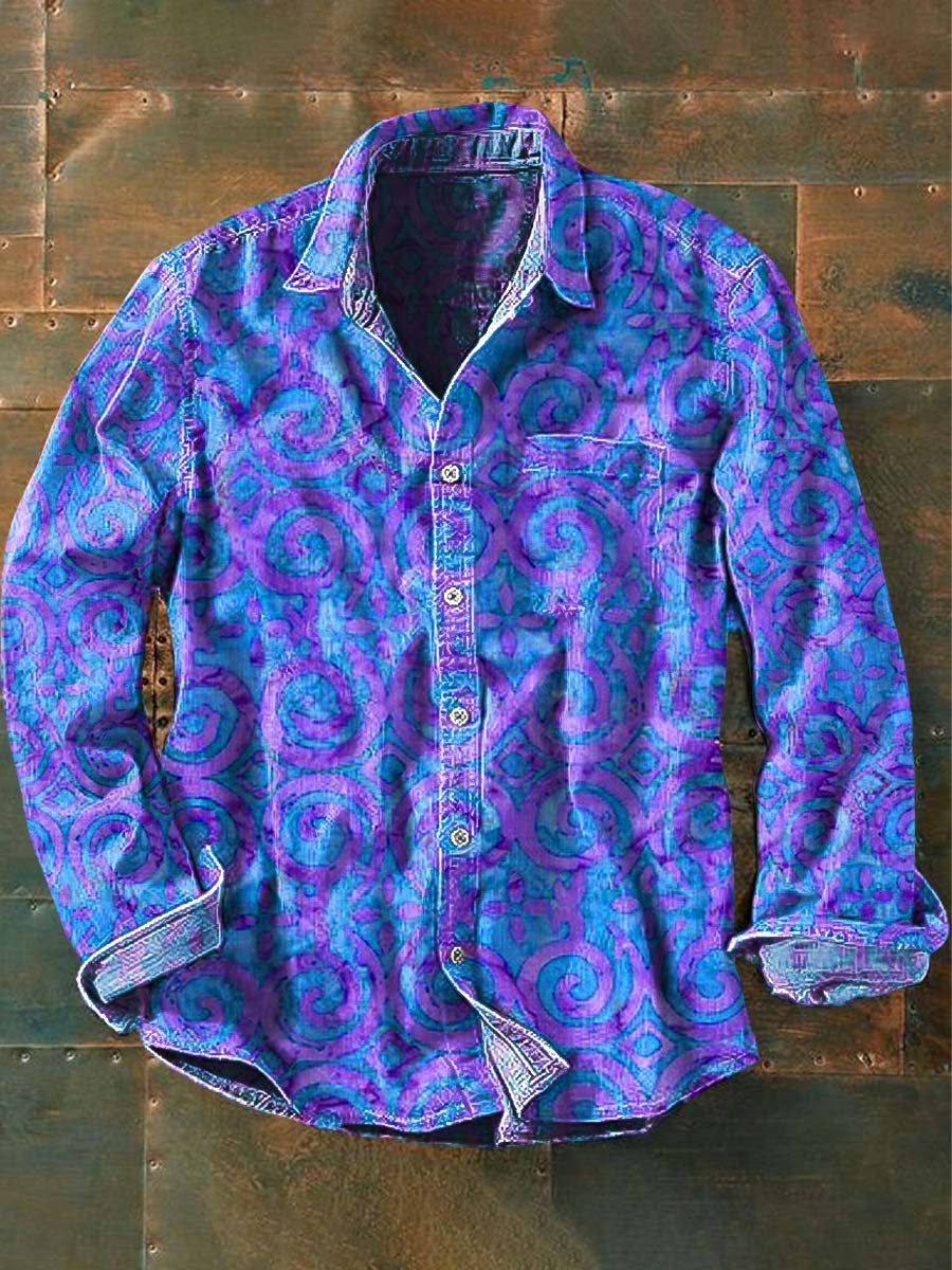 Chemise Décontractée Vintage Pour Hommes A Manches Longues | Loisirs