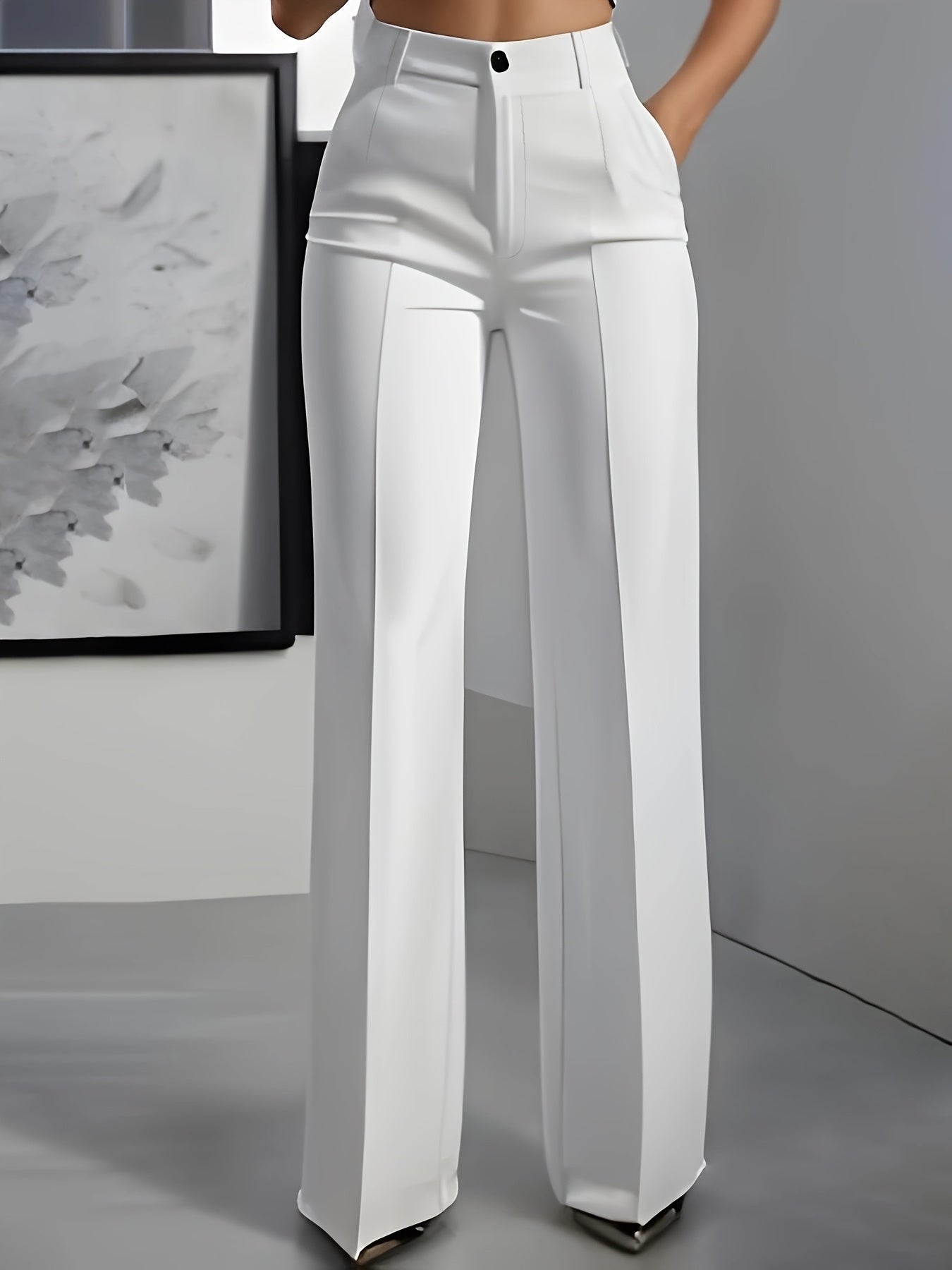 Womens Wide Leg Trousers | Elegant High-Waist