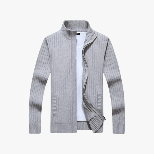 Men's Stylish Ribbed Zip Cardigan | Trendy