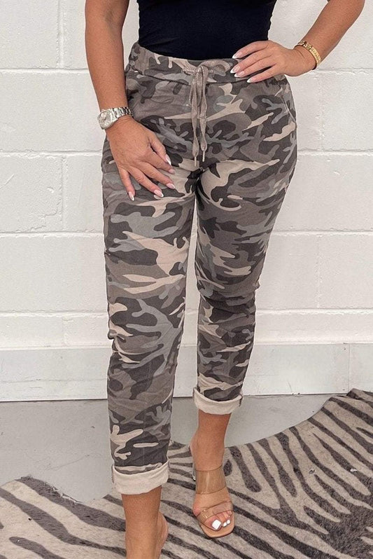 Womens Casual Leopard Print Trousers | Cuffed