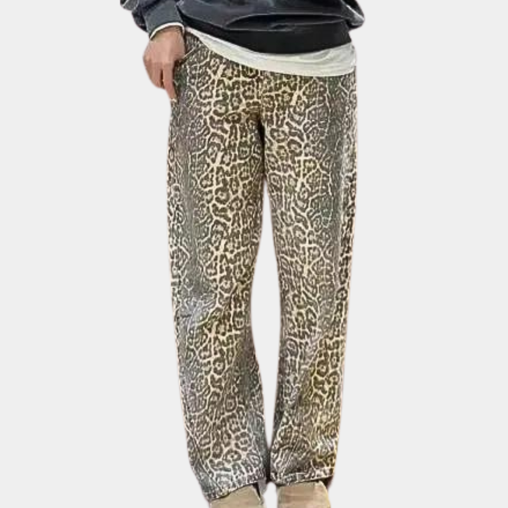 Womens Leopard Print Trousers - Trendy Lounge