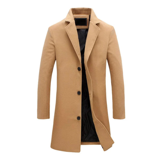 Stylish Long Winter Mens Trench Coat | Warm
