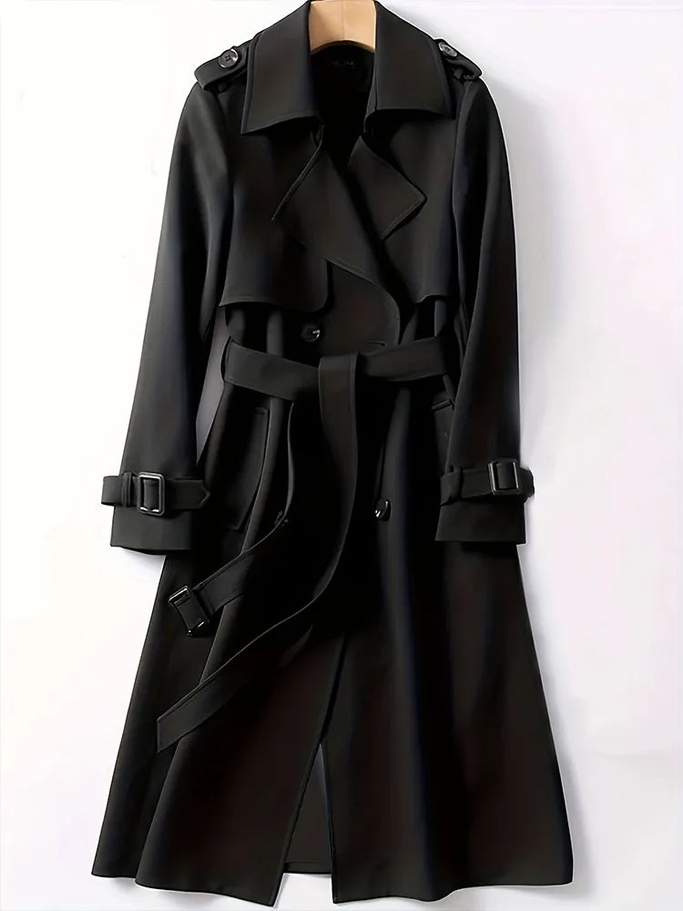 Manteau Trench Double Boutonné Élégant Pour Femmes | Avec Ceinture