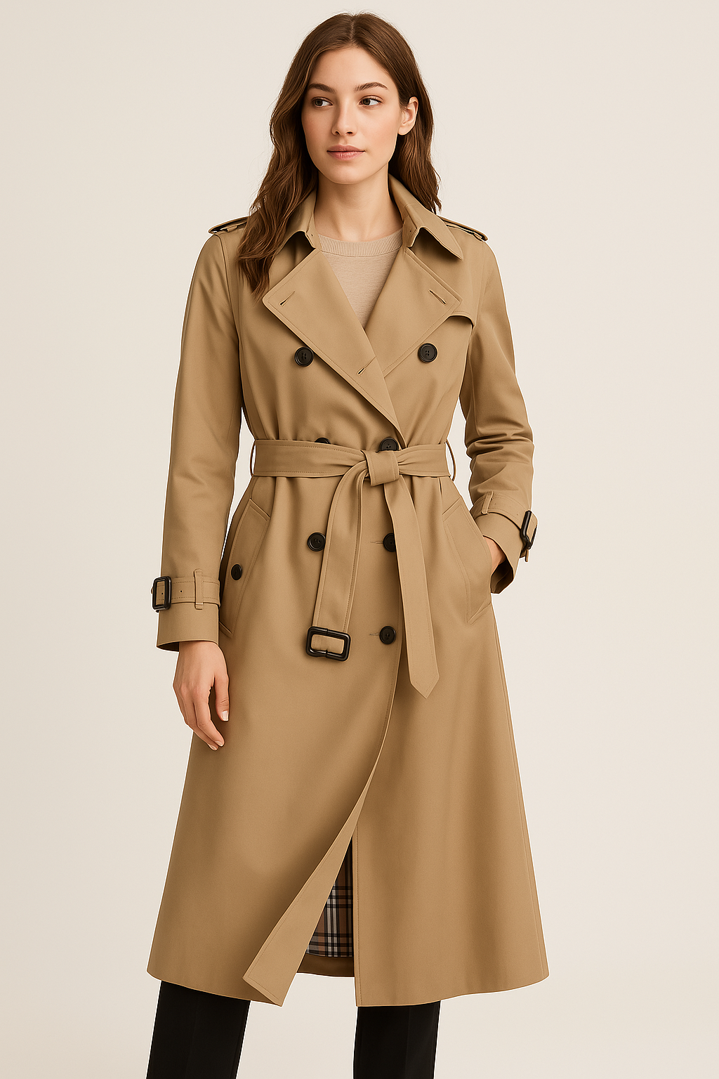 Manteau Trench Classique A Double Bouton Pour Femme | Vêtement Indémodable