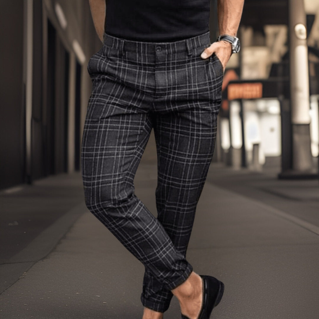 Mens Chinos Slim Fit | Plaid Pattern